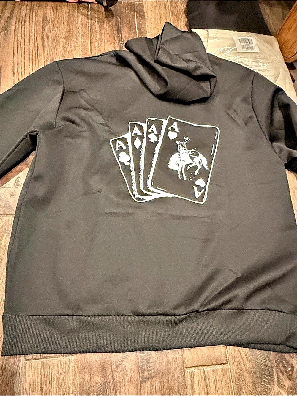Playing Card Graphic Hoodie in Black Like New